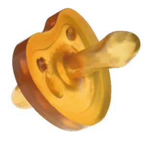 CHUPETE GOLDI DE CAUCHO FORMA NATURAL OVALADO CON BASE DE CORAZÓN DE 0 A 3 MESES