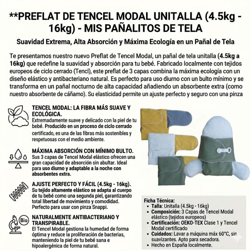 PREFLAT DE TENCEL UNITALLA MIS PAÑALITOS DE TELA - Imagen 4